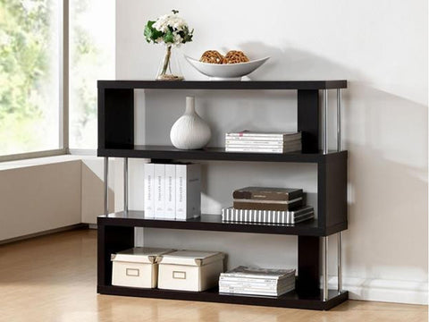 Barnes White Three-Shelf Modern Bookcase - Baxton Studio