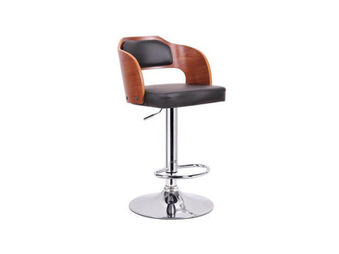 Sitka Walnut and Black Modern Bar Stool - Baxton Studio
