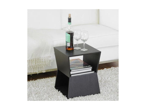 Marche Black Wood Modern End Table - Baxton Studio